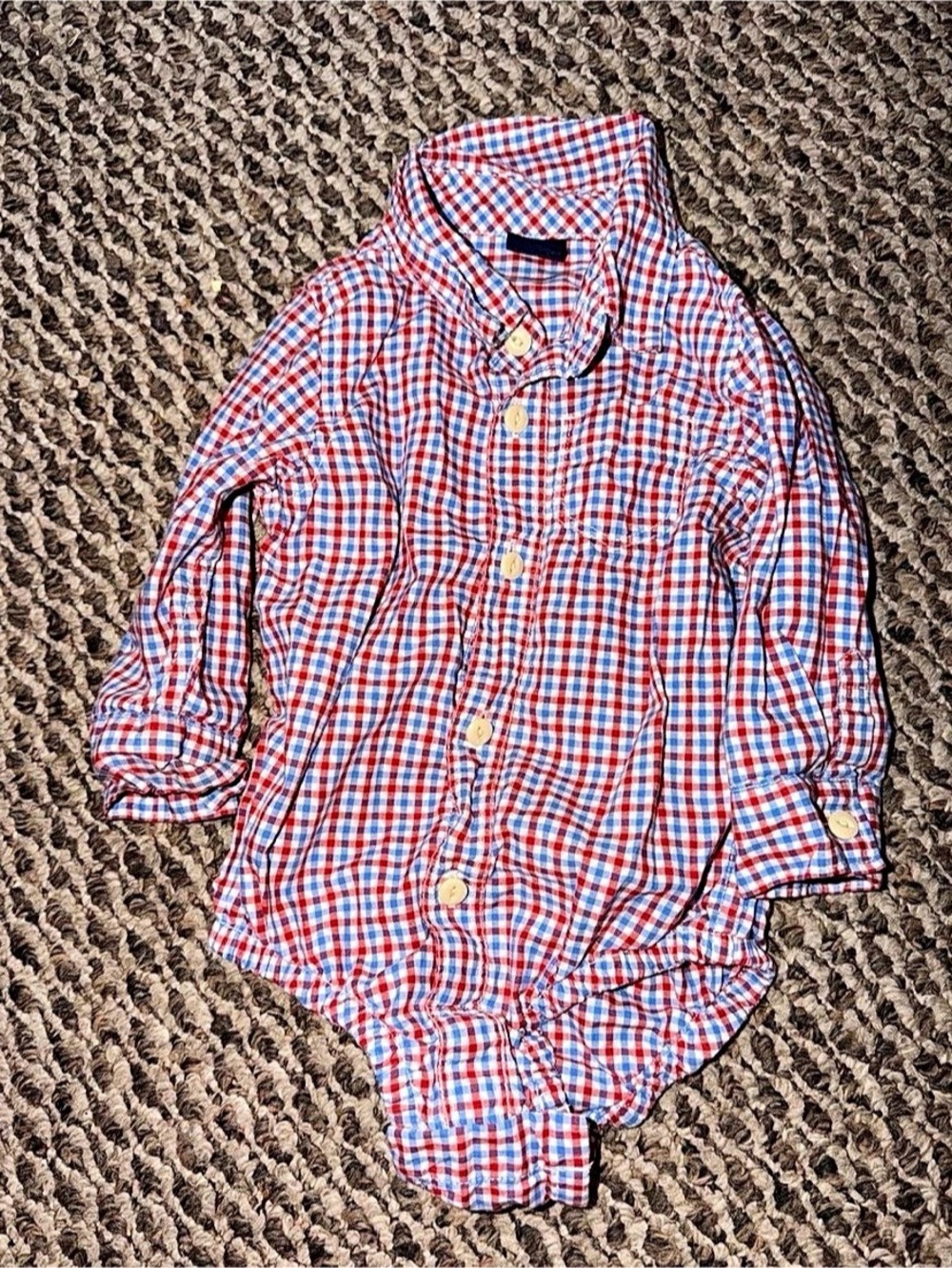 babyGap Gingham Button Down Blue & Red Baby 6-12 Months